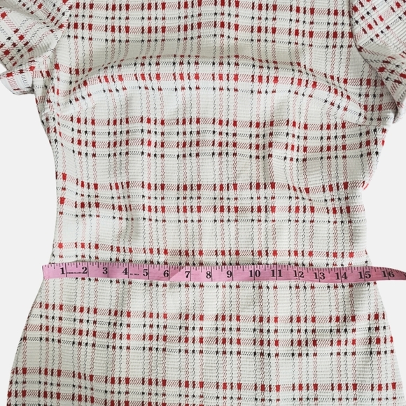 Boss by Hugo Boss Decka Dress Size 6 Plaid Sheath Round Neck Short Sleeve NWT - Picture 9 of 12